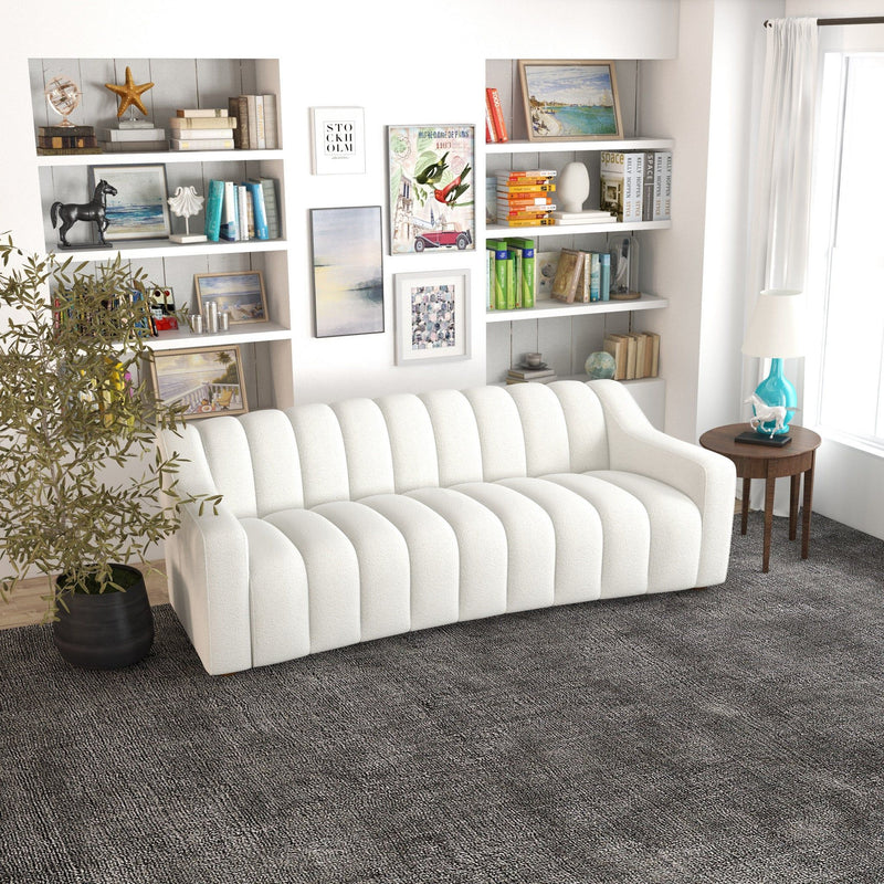 Marcus - Luxury Tight Back Boucle Couch - Cream / Creamy White / Ivory