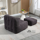 Modern Indoor Fluffy Bean Bag Chair With Memory Foam And Ottoman, Super Soft