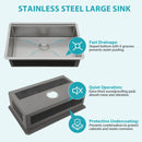 Undermount Workstation Kitchen Sink Stainless Steel Single Bowl