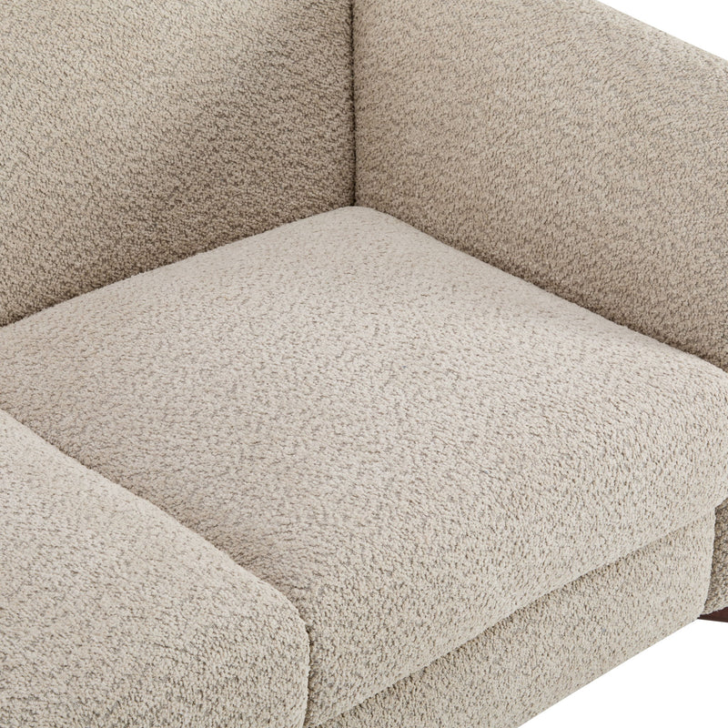 Contemporary Boucle Sherpa Sofa With Birch Wood Legs