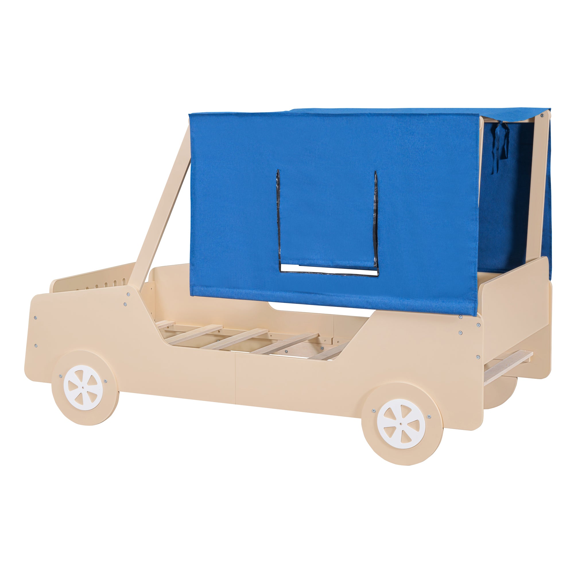 Twin Size Car Shaped Bed with Tents,Natural - Atlantic Fine Furniture Melbourne FL