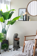 Sculptural Water Fountain With Bowl Basin, With Light And Pump, For Indoor And Outdoor - Brown / Black