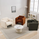 Modern Accent Chair Lambskin Sherpa Fabric Upholstered Comfy With Pillow