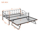 Full Size Metal Daybed with Twin Size Adjustable Trundle, Portable Folding Trundle, Black(OLD SKU:MF293730AAB)