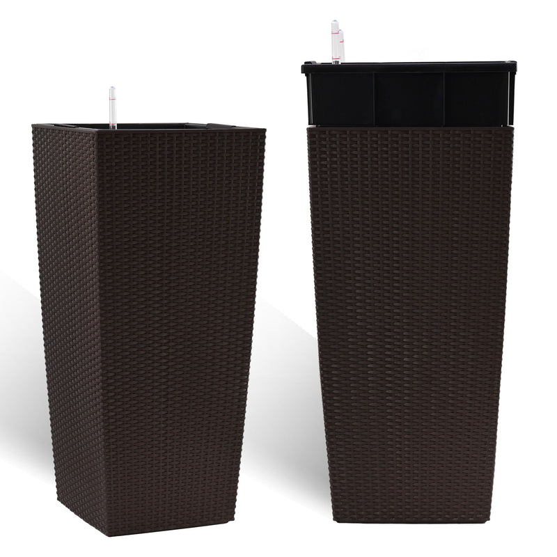 Large Self Watering Flower Pot With Drainage Holes & Inner Tray