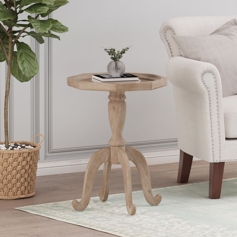 French Country Accent Table With Spider Leg Design - Natural / White