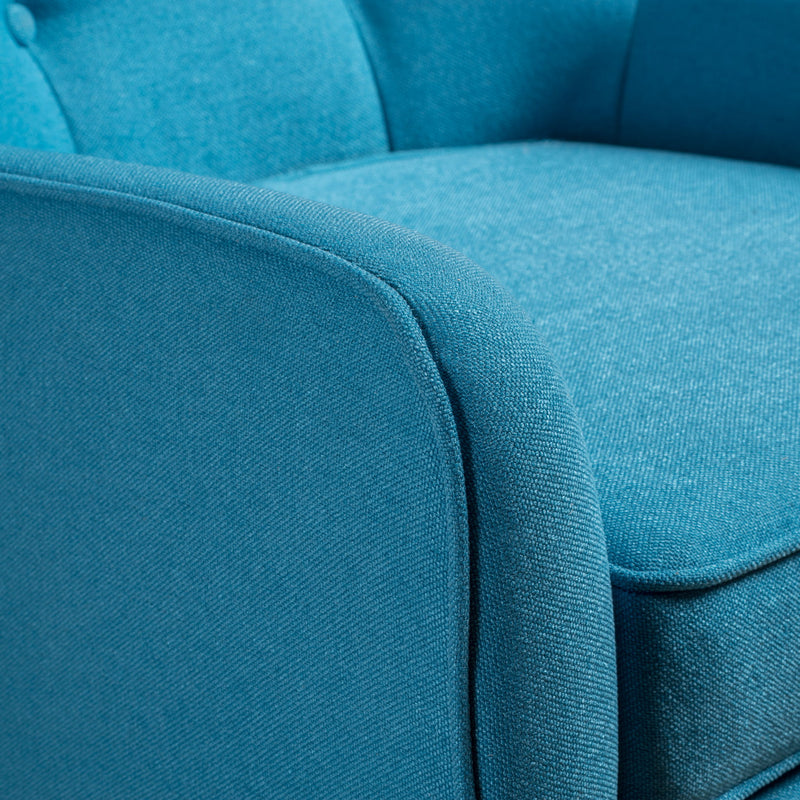 Modern Arm Chair With Tufted Back And Wooden Legs