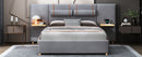 Upholstered Platform Bed, 2 Outlets And USB Charging Ports On Both Sides, 2 Bedside Pillows, Storage Shelves