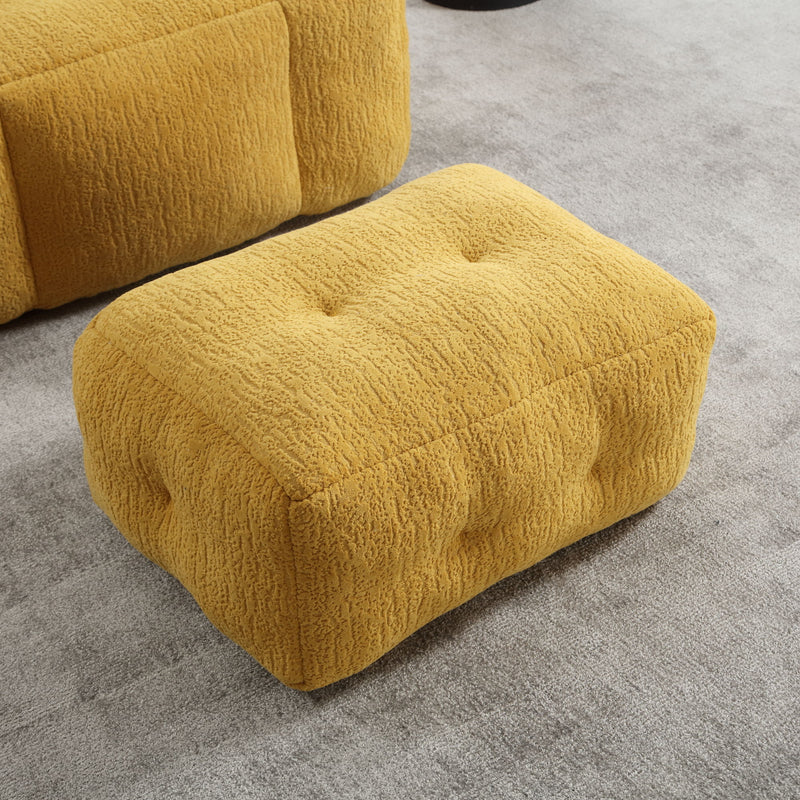 Modern Indoor Fluffy Bean Bag Chair With Memory Foam And Ottoman, Super Soft