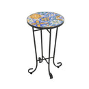 French Country Patio Side Table With Vibrant Tile Top