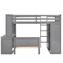 Loft Bed With A Stand Alone Bed, Shelves, Desk, And Wardrobe