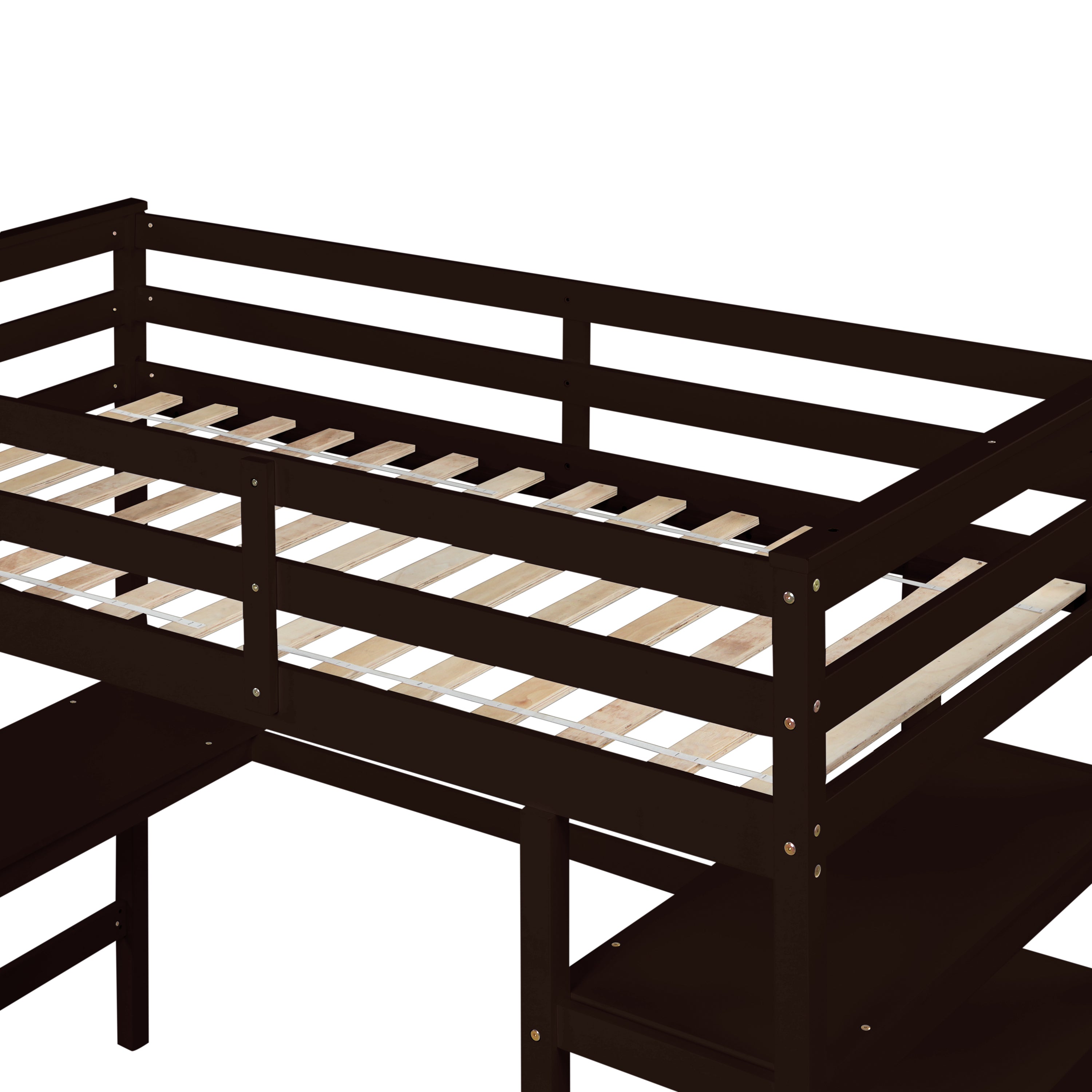Twin Loft Bed with desk,ladder,shelves , Espresso - Atlantic Fine Furniture Melbourne FL
