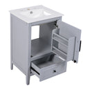 20" Bathroom Vanity With Sink, Bathroom Cabinet With A Door, Door Shelf Storage And Adiustable Foot Pads, A Drawer - Gray