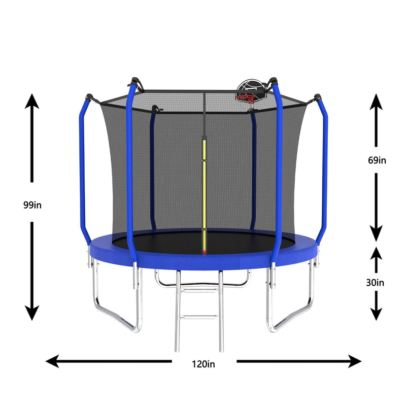 Trampoline With Basketball Hoop, Astm Approved Reinforced Type Outdoor Trampoline With Enclosure Net