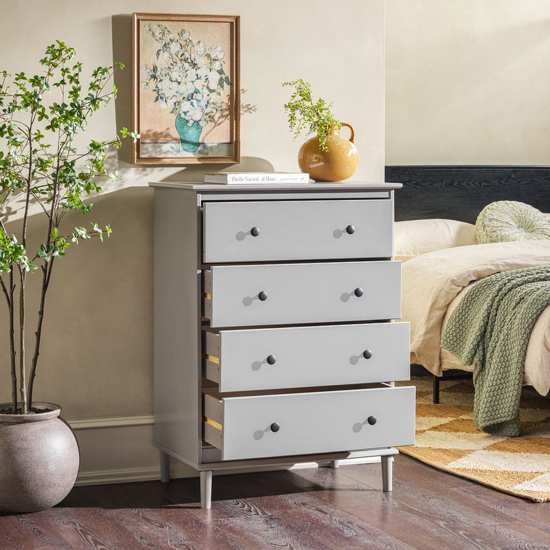 Classic 4 Drawer Solid Wood Dresser - Gray