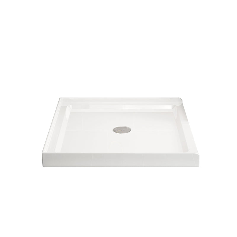 Shower Base, Centered Drain And Single Threshold - White