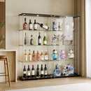 Modern Glass Display Cabinet With 4 Shelf Double Doors And Lock, Tempered Glass Bookshelf For Living Room - Black