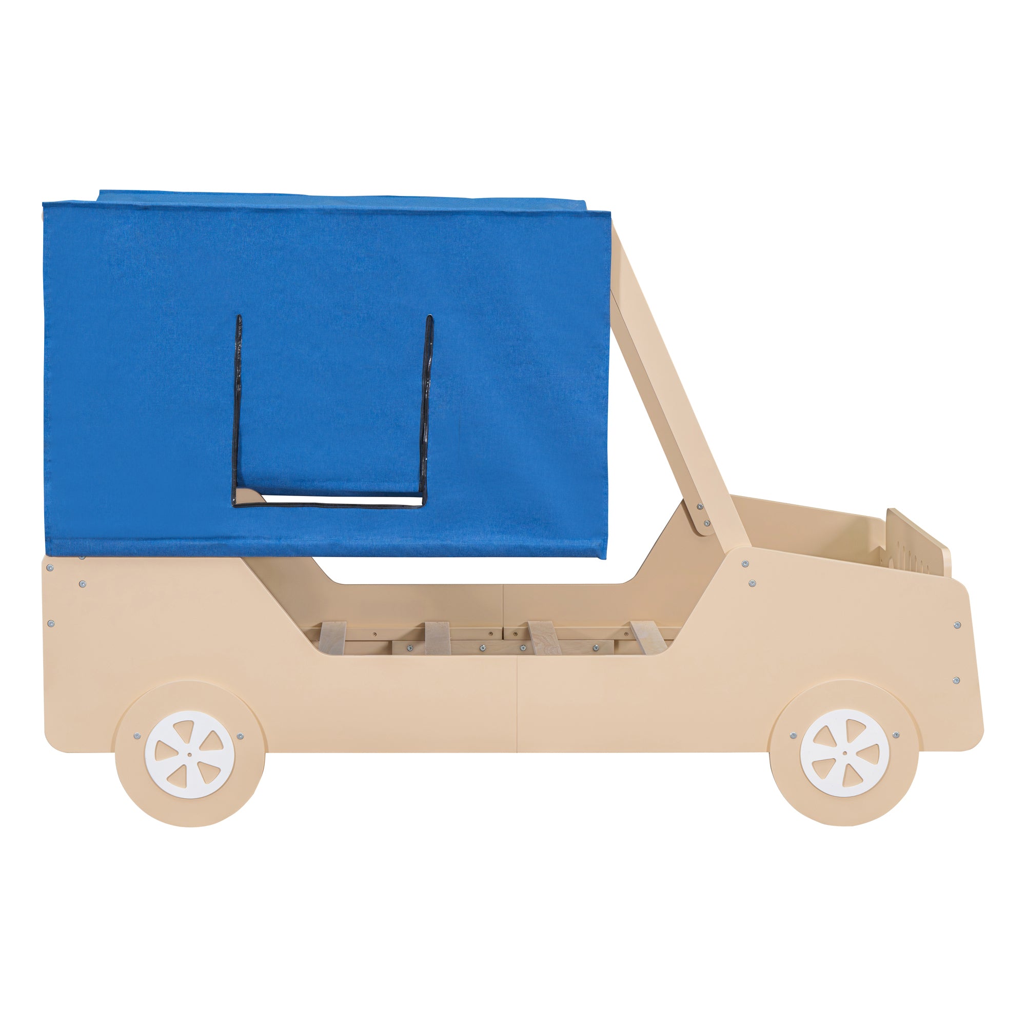 Twin Size Car Shaped Bed with Tents,Natural - Atlantic Fine Furniture Melbourne FL
