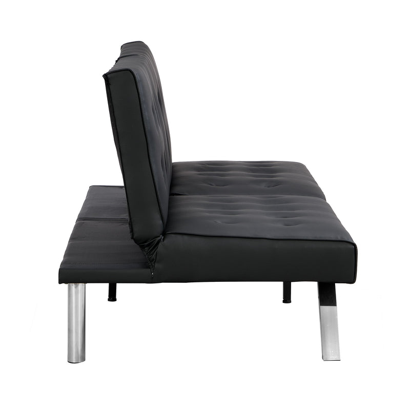 Contemporary Wood Frame Sofa Bed With Stainless Legs - Black