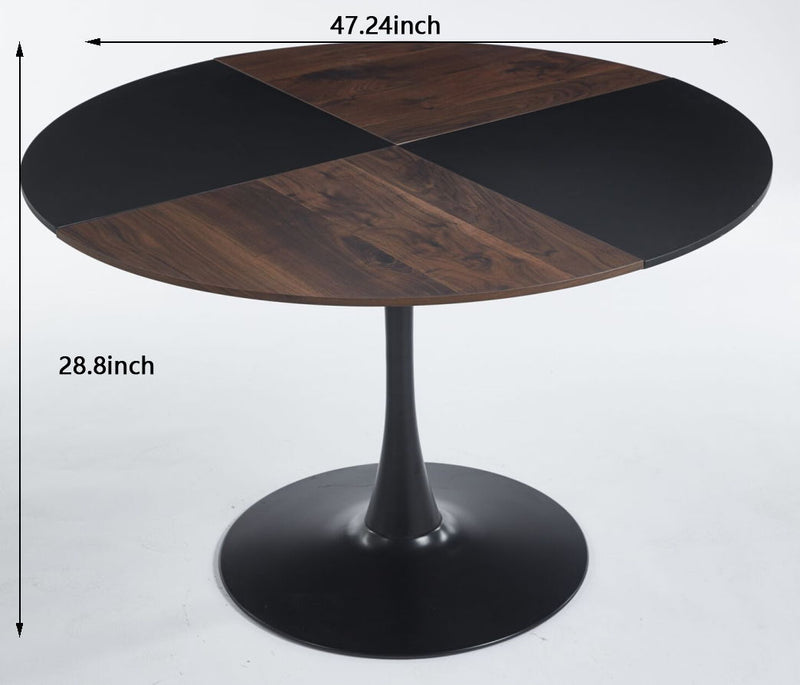 5 Pieces Dining Set, Table Metal Leg Mid-Century Dining Table For 4 - 6 People With MDF Table Top, Pedestal Dining Table, Table Leisure Coffee Table - Black