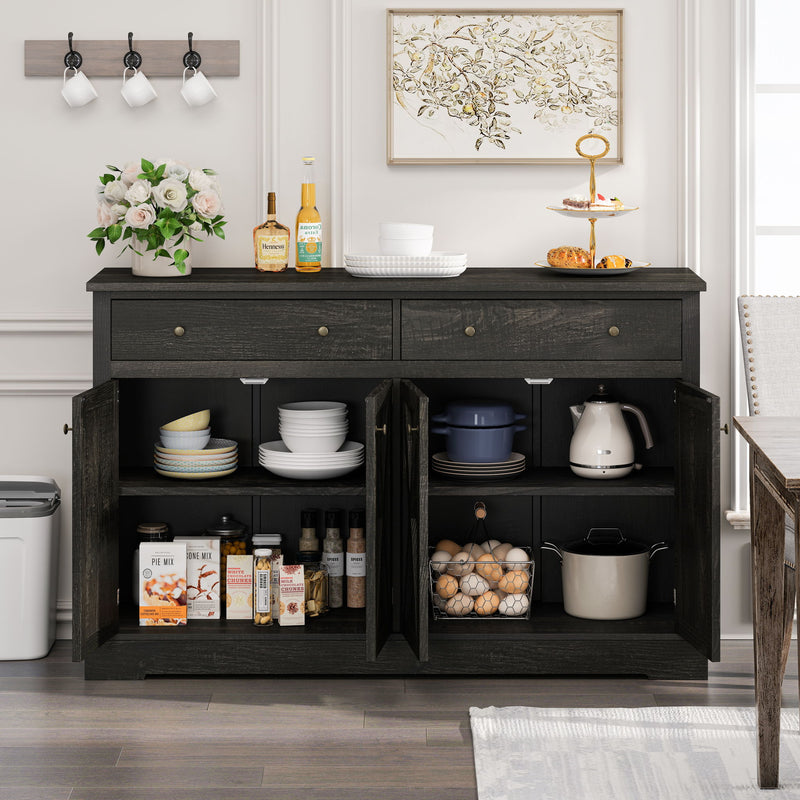 Vintage Sideboard With 2 Drawers And Four Doors For Living Room