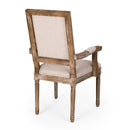French Country Style Upholstered Dining Chair With Square Backrest