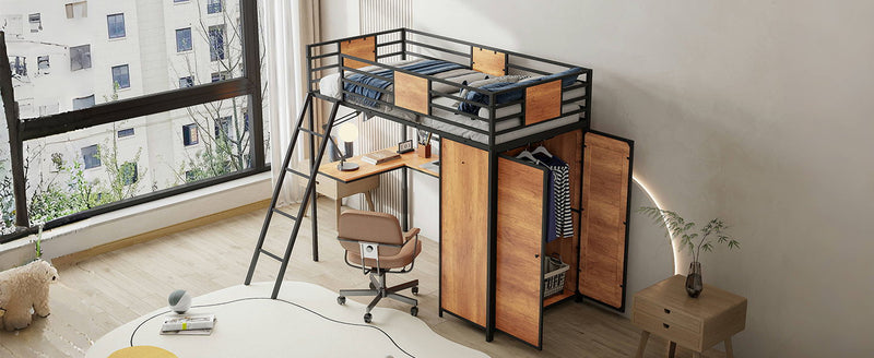 Loft Bed With L Shape Desk And Wardrobe