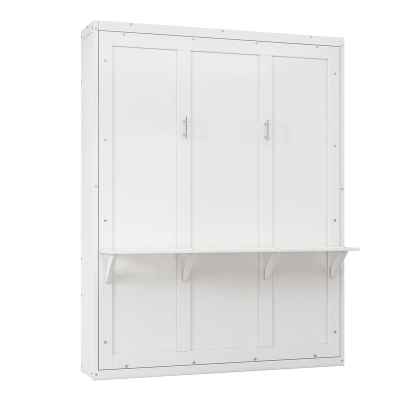 Murphy Bed With Side Cabinet Storage Shelf, Cabinet Bed Folding Wall Bed With Desk Combo Perfect For Guest Room, Study, Office