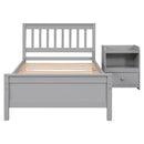 Twin Bed with Headboard and Footboard for Kids, Teens, Adults,with a Nightstand,Grey