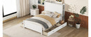 Full Size Platform Bed with Drawers and Storage Shelves, White
