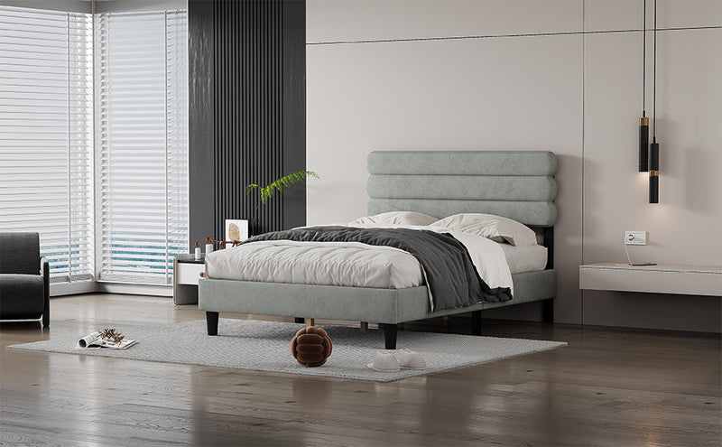 Full Bed Frame with Headboard,Sturdy Platform Bed with Wooden Slats Support,No Box Spring,Mattress Foundation,Easy Assembly