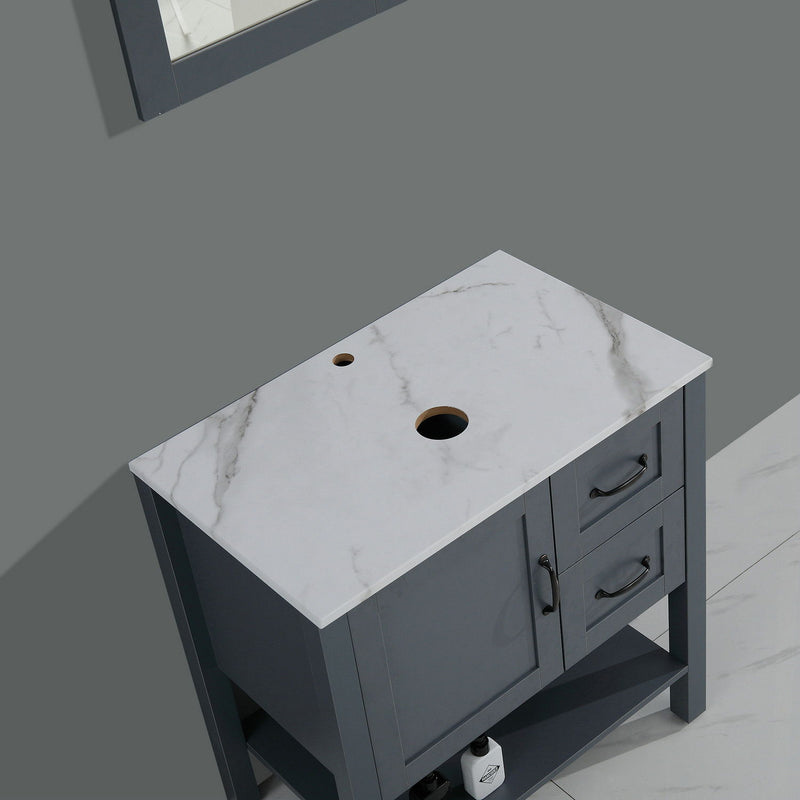 Bathroom Vanity With Mirror And Top Only - Gray