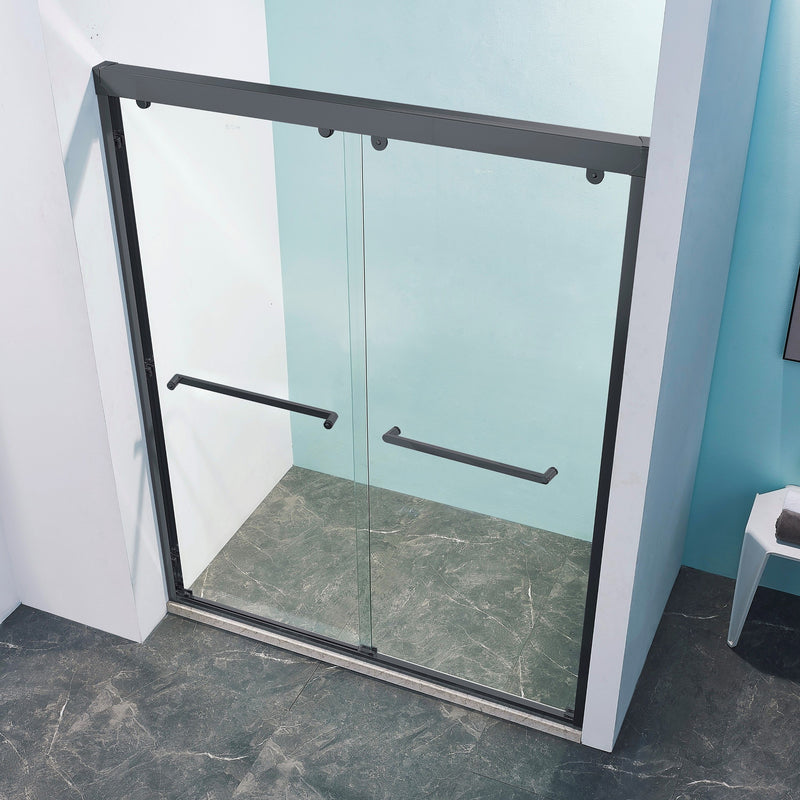 Double Sliding Shower Door Aluminium Alloy Frame, 5 / 16" (8Mm) Thick Sgcc Tempered Clear Glass