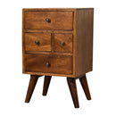 4 Drawer Multi Bedside Table - Chestnut