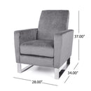 Bolt - Upholstered Recliner Chair With Stainless Steel Base - Gray / Chrome