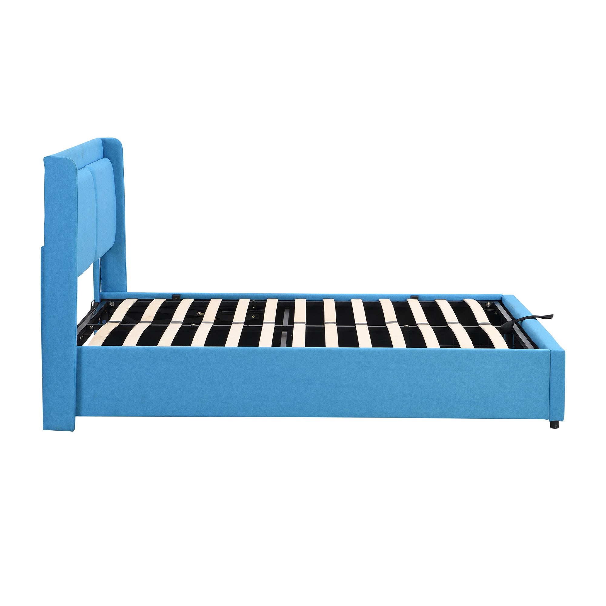 Queen Size Storage Upholstered Hydraulic Platform Bed with 2 Drawers, Blue - Atlantic Fine Furniture Melbourne FL