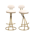 Bar Stools Upholstered Counter Height Barstools For Kitchen Island Modern PU Leather Dining Chairs With Footrest (Set of 2)
