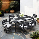 Outdoor Modern Dining Set, Chairs Sunbrella Cushioned And Dining Table With Umbrella Hole