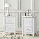 Modern White Nightstand Set of 2,Bed Side Table with 2 Drawers, End Side Table Double for Bedroom Living Room