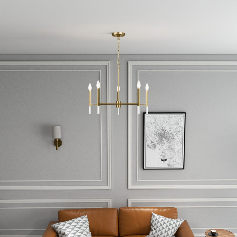 Courtyard - 5 Light Candle Light Chandelier - Clear / Gold
