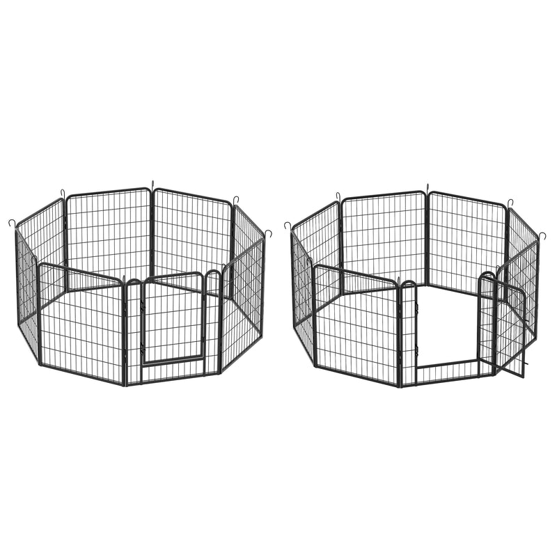 108.27" 16 Panels Heavy Duty Metal Playpen With Door, Dog Fence Pet Exercise Pen For Outdoor - Black