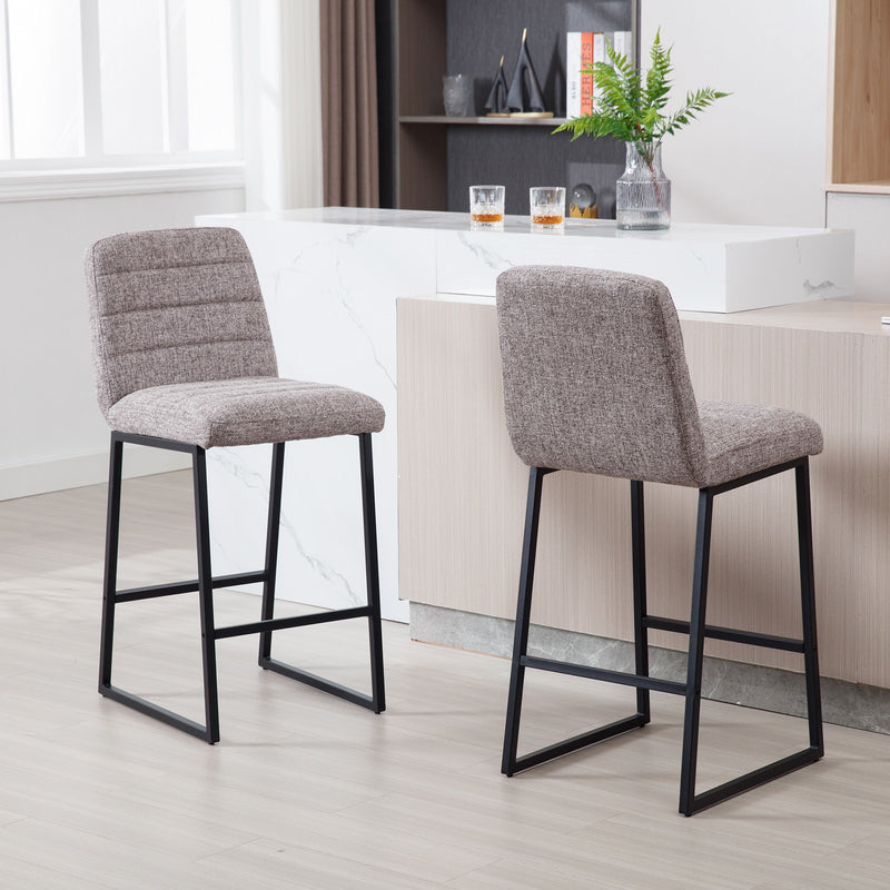 Low Bar Stools (Set of 2) Bar Chairs For Living Room Party Room Kitchen, Upholstered Kitchen Breakfast Bar Stools With Footrest