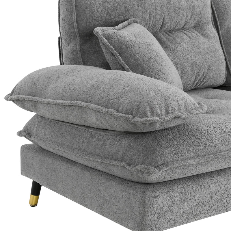 L Shaped Convertible Sectional Sofa 4 Seat Tufted Couch Set With Two Tone Adjust Legs Cloud Movable Ottoman
