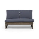 Outdoor Loveseat With Slat Paneling And Water Resistance Cushion - Dark Gray