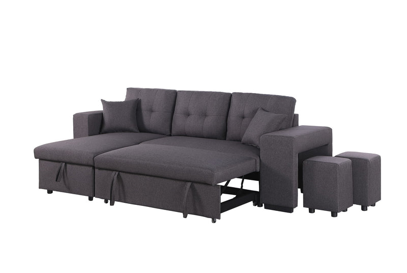 Daniel - Upholstered Reversible Sectional With Pull Out Loveseat