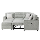 Emiliano - Sectional Sofa With 3 Pillows And Storage Ottoman - Nickel
