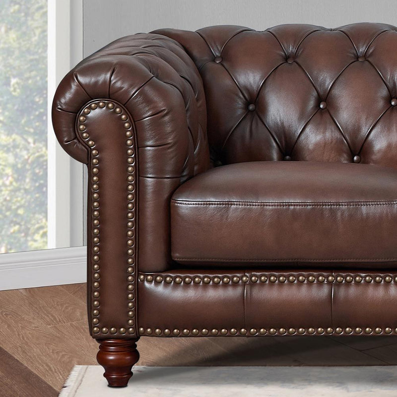 Alton Bay - Leather L-Shaped Convertible Sectional - Brown