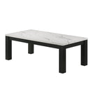 Modern 3 Piece Living Room Table Set With Faux Marble Top Wooden - Black / White