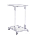 Glass Top C Shape Square Table With Metal Base For Living Room
