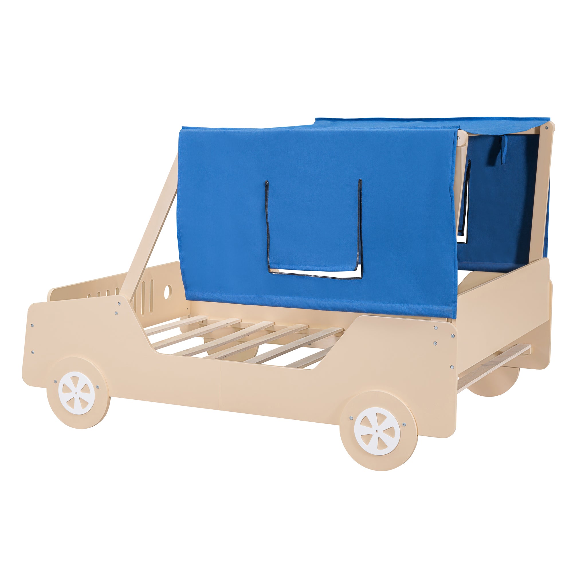 Full Size Car Shaped Bed with Tents,Natural